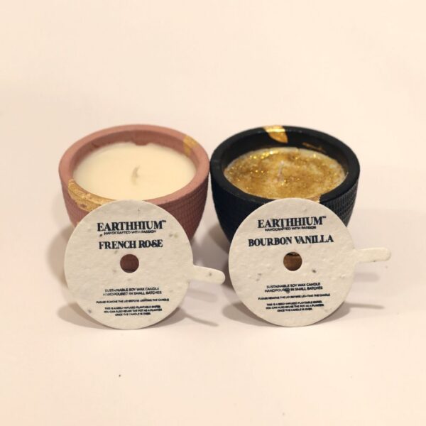 French Rose & Bourbon Vanilla | Cement Pot Candle | Set of 2