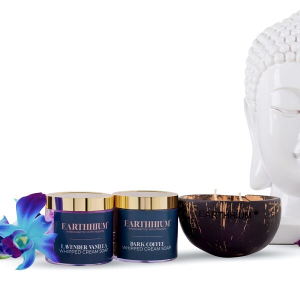 Lavender Vanilla Whipped Cream Soap |Dark Coffee Whipped Cream Soap & Coconut Shell Candle -Lemon Grass