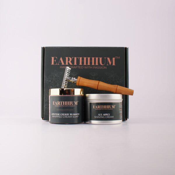 Japanese Cherry Blossom Whipped Cream Soap, All Spice Shaving Cream & Bamboo Razor