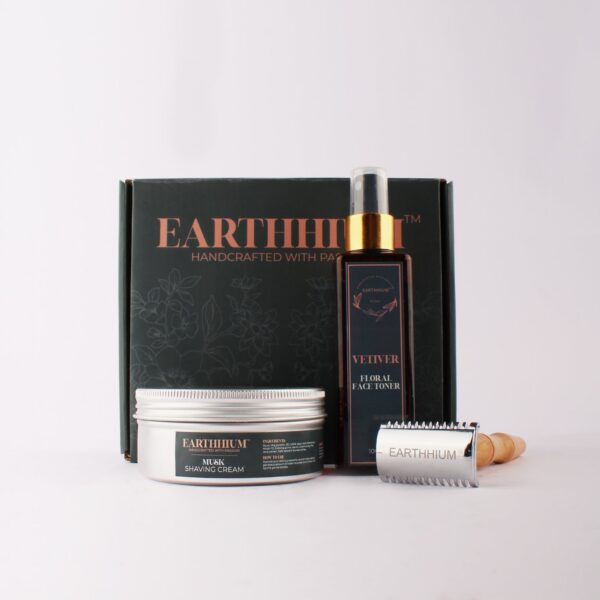 Musk shaving cream, bamboo Razor & Rose Water toner