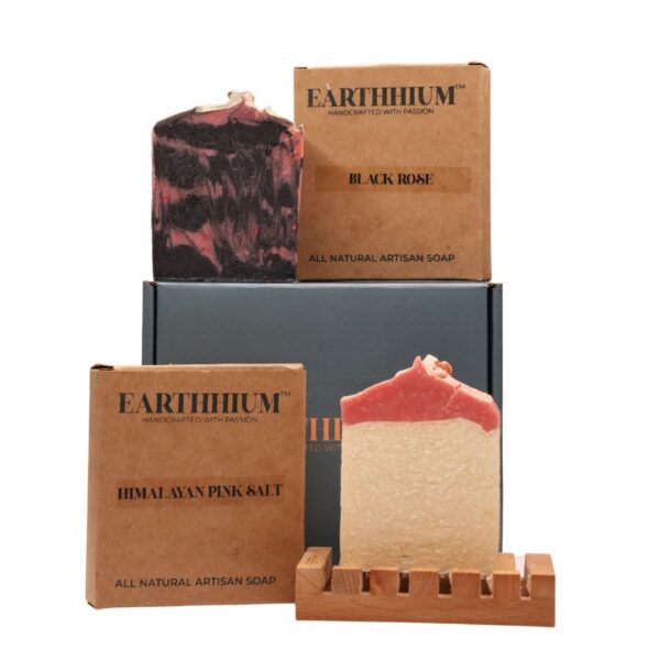 Black Rose & Himalayan Salt w/ soap dish | Cold Processed Soap Set of 2